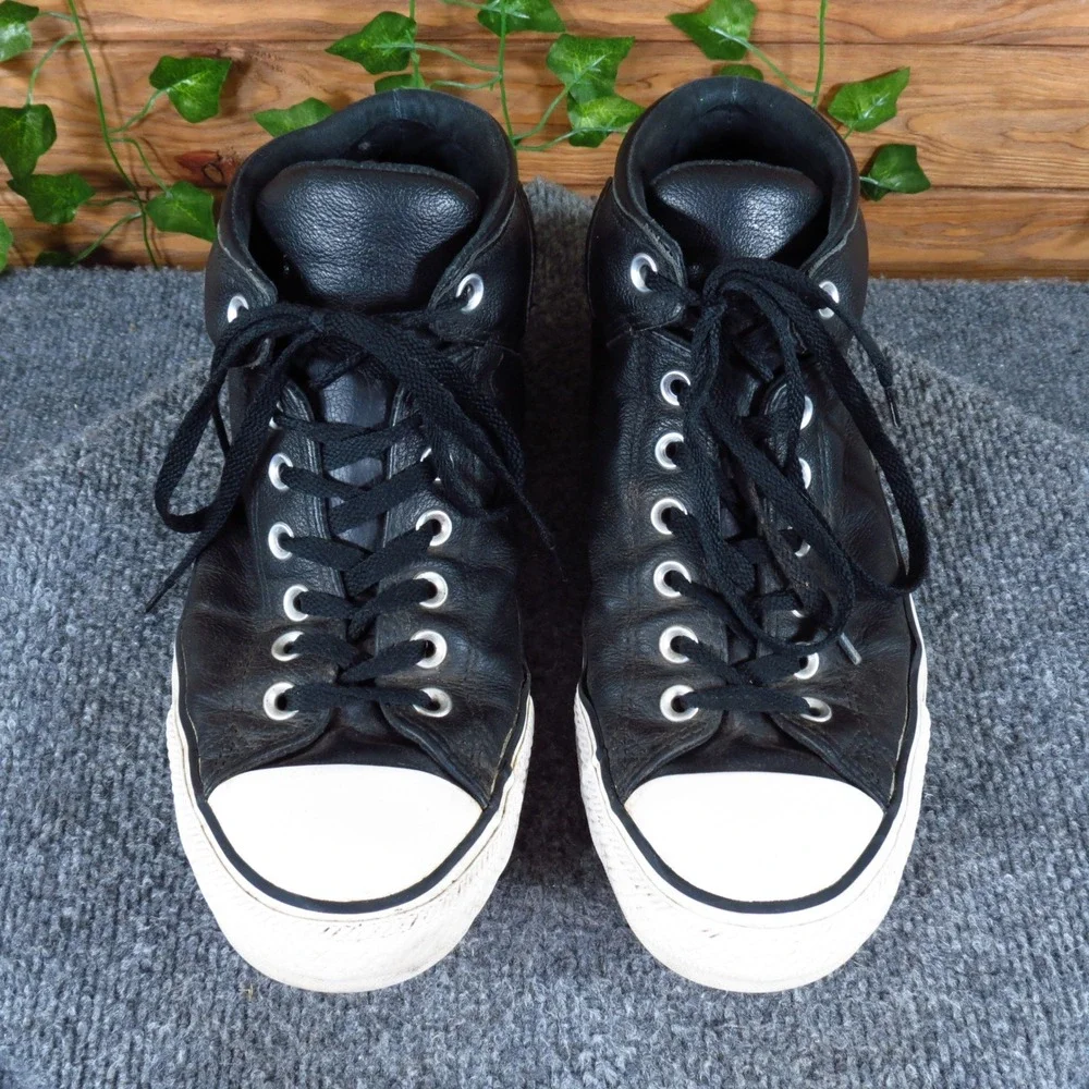 Converse High Street Mens Mid Top Sneaker Size 10.5 Lifestyle Black Leather - Picture 3 of 9